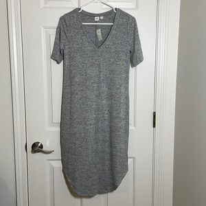 Gap Short Sleeve Gray Midi Dress NWT